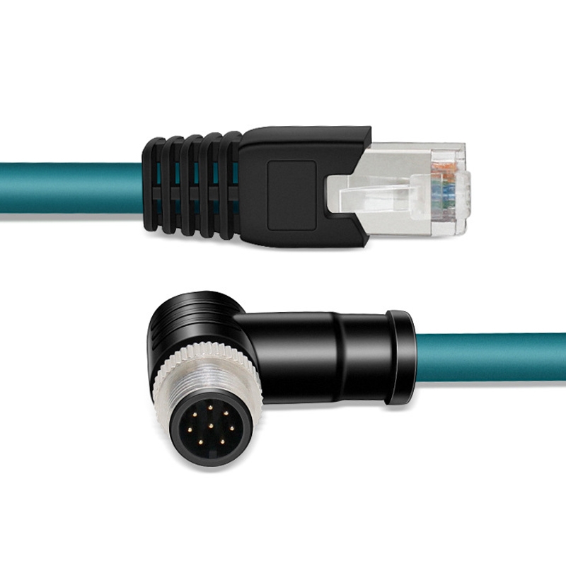 梅州M12 8针弯公头A转RJ45